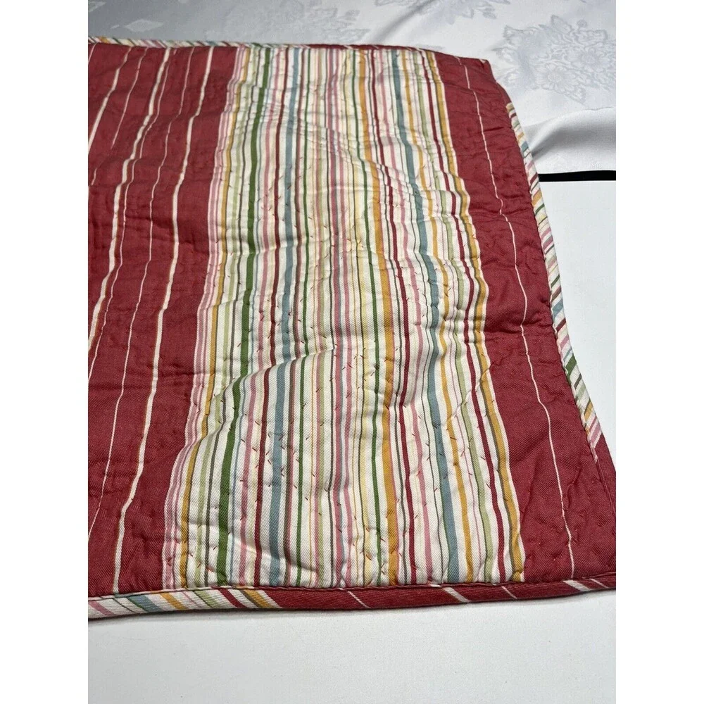 Pottery Barn Orange Red Green Striped Standard Sham